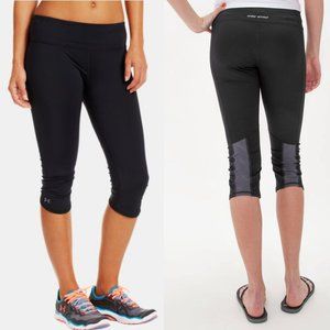 Under Armour Black Blue Mid Rise Armourvent Capri